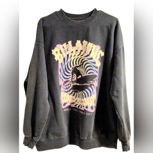Billabong Black and Pink Graphic Crewneck Sweater
